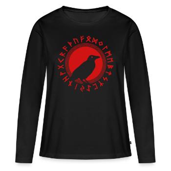 Viking corbeau mythologie voyante sorcière - T-shirt manches longues Premium bio Femme - noir - Devant - Julia (174cm)