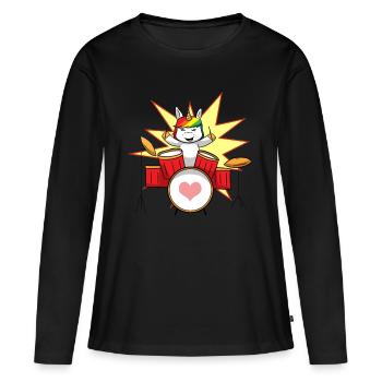 Unicorn drums drums - Women's Premium Organic Long Sleeve Shirt - black - Front - Julia (174cm)