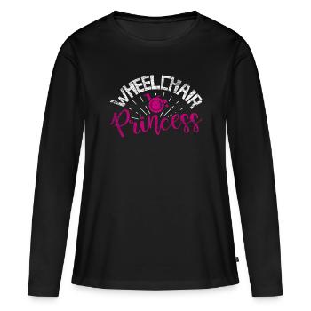 Rollstuhl Prinzessin Rolli - Frauen Premium Bio Langarmshirt - Schwarz - Vorne - Julia (174cm)