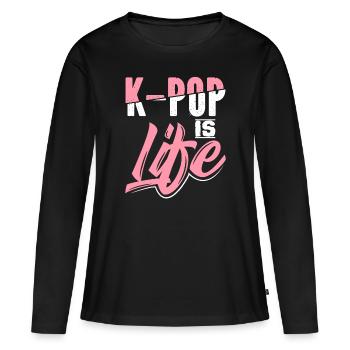 K-Pop - Frauen Premium Bio Langarmshirt - Schwarz - Vorne - Julia (174cm)