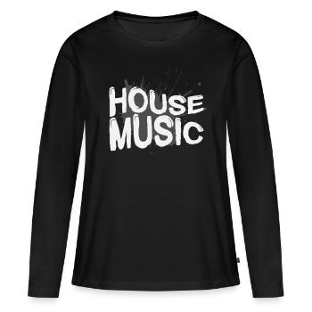 Musique house - T-shirt manches longues Premium bio Femme - noir - Devant - Julia (174cm)