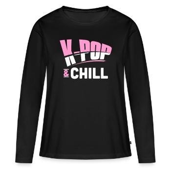 K-Pop - T-shirt manches longues Premium bio Femme - noir - Devant - Julia (174cm)