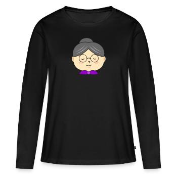 Grand-mère grand-mère - T-shirt manches longues Premium bio Femme - noir - Devant - Julia (174cm)