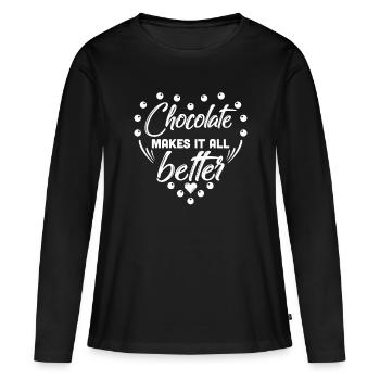 chocolat - T-shirt manches longues Premium bio Femme - noir - Devant - Julia (174cm)