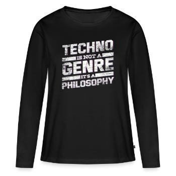 Musique techno - T-shirt manches longues Premium bio Femme - noir - Devant - Julia (174cm)