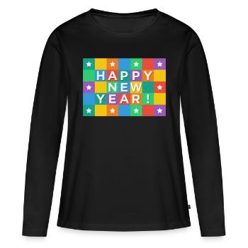 Réveillon du Nouvel An, Nouvel An, Jour de l'An, cadeau - T-shirt manches longues Premium bio Femme - noir - Devant - Julia (174cm)
