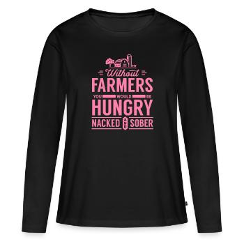 Agriculteur de démonstration d'agriculteurs de protestation des agriculteurs - T-shirt manches longues Premium bio Femme - noir - Devant - Julia (174cm)