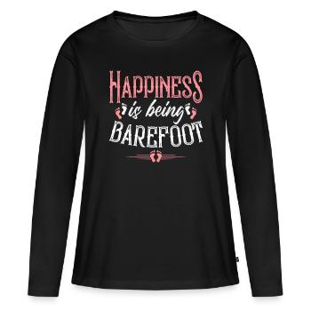 Barfuß Fußabdruck - Frauen Premium Bio Langarmshirt - Schwarz - Vorne - Julia (174cm)