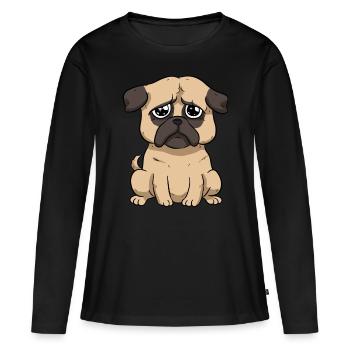 Carlin triste - T-shirt manches longues Premium bio Femme - noir - Devant - Julia (174cm)