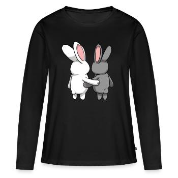 Lapins lapins mignons - T-shirt manches longues Premium bio Femme - noir - Devant - Julia (174cm)