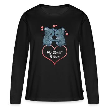 Mein Herz gehört Dir Liebesbeweis Partnerlook Part - Frauen Premium Bio Langarmshirt - Schwarz - Vorne - Julia (174cm)