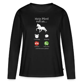 Pferde Pferdespruch - Frauen Premium Bio Langarmshirt - Schwarz - Vorne - Julia (174cm)