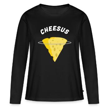 Fromage au fromage Jésus - T-shirt manches longues Premium bio Femme - noir - Devant - Julia (174cm)