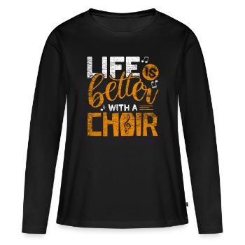 chorale - T-shirt manches longues Premium bio Femme - noir - Devant - Julia (174cm)