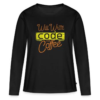 programmation - T-shirt manches longues Premium bio Femme - noir - Devant - Julia (174cm)