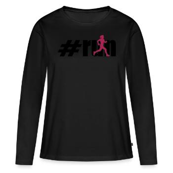 run woman 2 colours - T-shirt manches longues Premium bio Femme - noir - Devant - Julia (174cm)