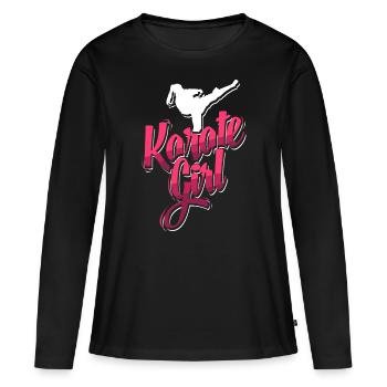 Fille de karaté - T-shirt manches longues Premium bio Femme - noir - Devant - Julia (174cm)