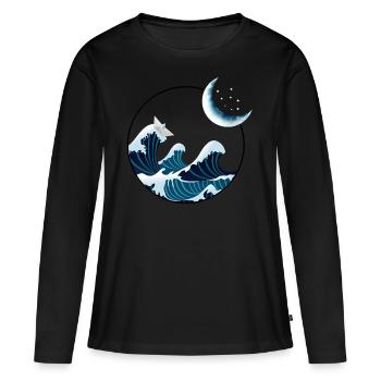 Bateau en papier dans la tempête - T-shirt manches longues Premium bio Femme - noir - Devant - Julia (174cm)