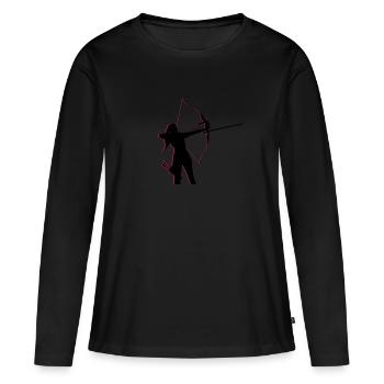 Bogenschützin 3D Bogenschießen Frauen Bogensport - Frauen Premium Bio Langarmshirt - Schwarz - Vorne - Julia (174cm)