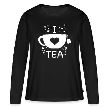 Tee - Frauen Premium Bio Langarmshirt - Schwarz - Vorne - Julia (174cm)
