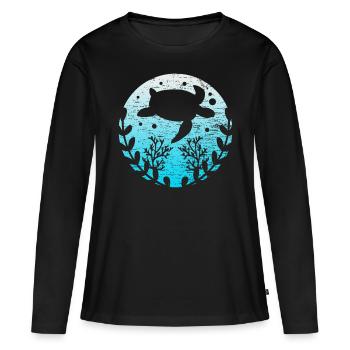 Terrarium de tortue - T-shirt manches longues Premium bio Femme - noir - Devant - Julia (174cm)