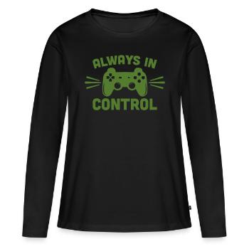 Gaming - T-shirt manches longues Premium bio Femme - noir - Devant - Julia (174cm)