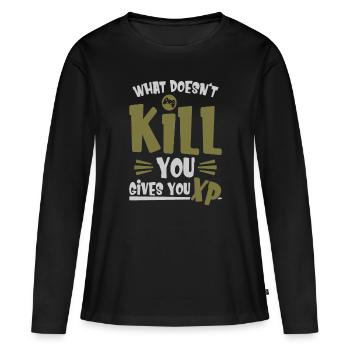 Gaming - T-shirt manches longues Premium bio Femme - noir - Devant - Julia (174cm)