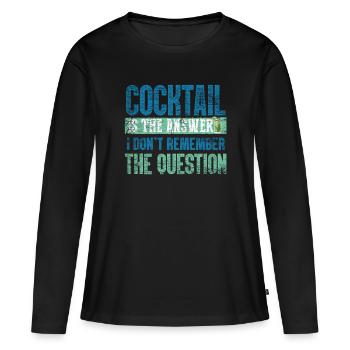 Bar à cocktails - T-shirt manches longues Premium bio Femme - noir - Devant - Julia (174cm)