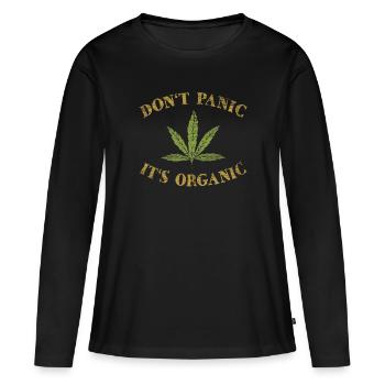 cannabis - T-shirt manches longues Premium bio Femme - noir - Devant - Julia (174cm)
