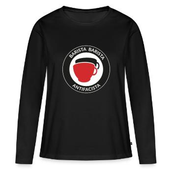 Barista Barista Antifacista - Antifaschismus - - Frauen Premium Bio Langarmshirt - Schwarz - Vorne - Julia (174cm)