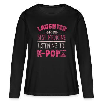 K-Pop - T-shirt manches longues Premium bio Femme - noir - Devant - Julia (174cm)