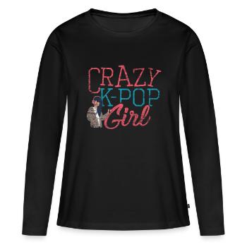 K-POP - T-shirt manches longues Premium bio Femme - noir - Devant - Julia (174cm)