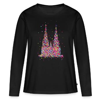 Kölner Dom, Konfetti - Frauen Premium Bio Langarmshirt - Schwarz - Vorne - Julia (174cm)