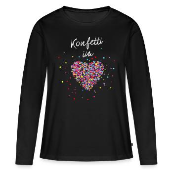 Konfetti im Herzen - Frauen Premium Bio Langarmshirt - Schwarz - Vorne - Julia (174cm)