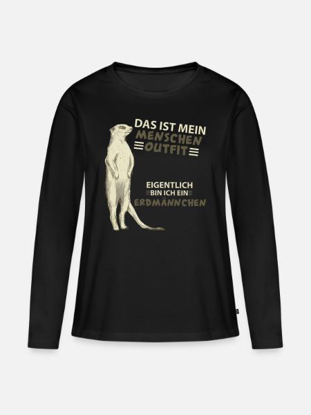 Erdmännchen - Frauen Premium Bio Langarmshirt - Schwarz