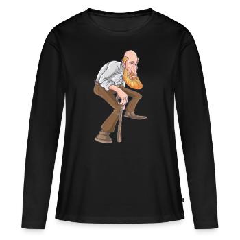 Old old man cartoon - Women's Premium Organic Long Sleeve Shirt - black - Front - Julia (174cm)