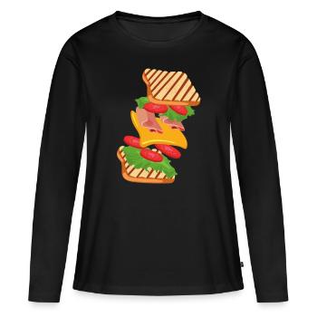 sandwich - T-shirt manches longues Premium bio Femme - noir - Devant - Julia (174cm)
