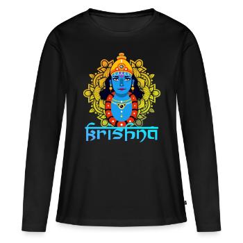 Cadeau de l'hindouisme Krishna Mandala - T-shirt manches longues Premium bio Femme - noir - Devant - Julia (174cm)