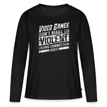 Gaming - T-shirt manches longues Premium bio Femme - noir - Devant - Julia (174cm)
