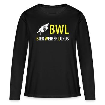 BWL - Frauen Premium Bio Langarmshirt - Schwarz - Vorne - Julia (174cm)