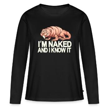 Nu taupe rat rat drôle laid animal - T-shirt manches longues Premium bio Femme - noir - Devant - Julia (174cm)