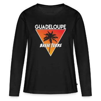 Guadeloupe avec capitale - T-shirt manches longues Premium bio Femme - noir - Devant - Julia (174cm)