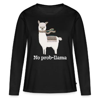 No Prob Llama - Frauen Premium Bio Langarmshirt - Schwarz - Vorne - Julia (174cm)