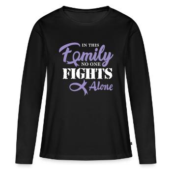 Cadeau de chimio pour le cancer des testicules - T-shirt manches longues Premium bio Femme - noir - Devant - Julia (174cm)