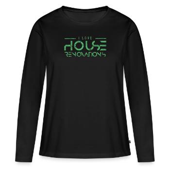 Rénovation de maison - T-shirt manches longues Premium bio Femme - noir - Devant - Julia (174cm)