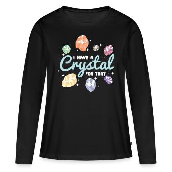 Cristaux de cristal pierres précieuses - T-shirt manches longues Premium bio Femme - noir - Devant - Julia (174cm)