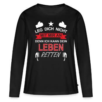 Lustige Lebensretter Sprüche Rettungsdienst - Frauen Premium Bio Langarmshirt - Schwarz - Vorne - Julia (174cm)