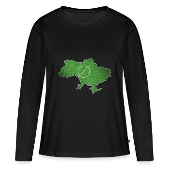 ukraine Fussball Fussballplatz Meisterschaft - Frauen Premium Bio Langarmshirt - Schwarz - Vorne - Julia (174cm)