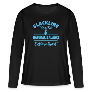 Slackline high life natural balance extreme sport - T-shirt manches longues Premium bio Femme - noir - Devant - Julia (174cm)