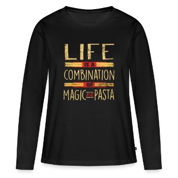 pâtes - T-shirt manches longues Premium bio Femme - noir - Devant - Julia (174cm)
